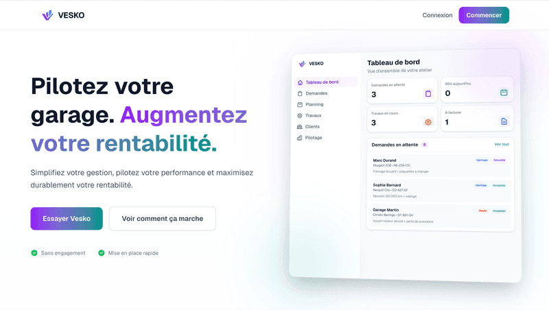 Aperçu du projet Vesko.tech